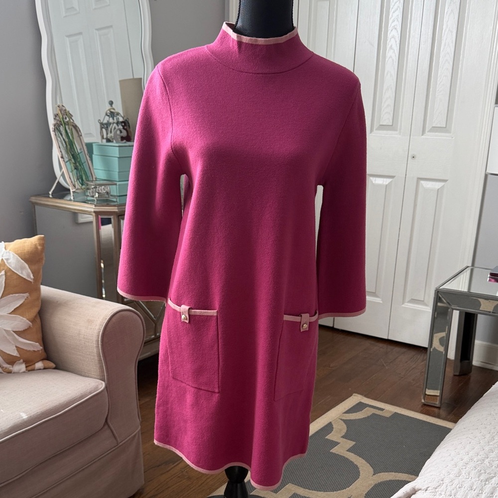 FATE Pink Mock Neck Knit Dress w/ Pockets & Gold Buttons NWT - Picture 2 of 10